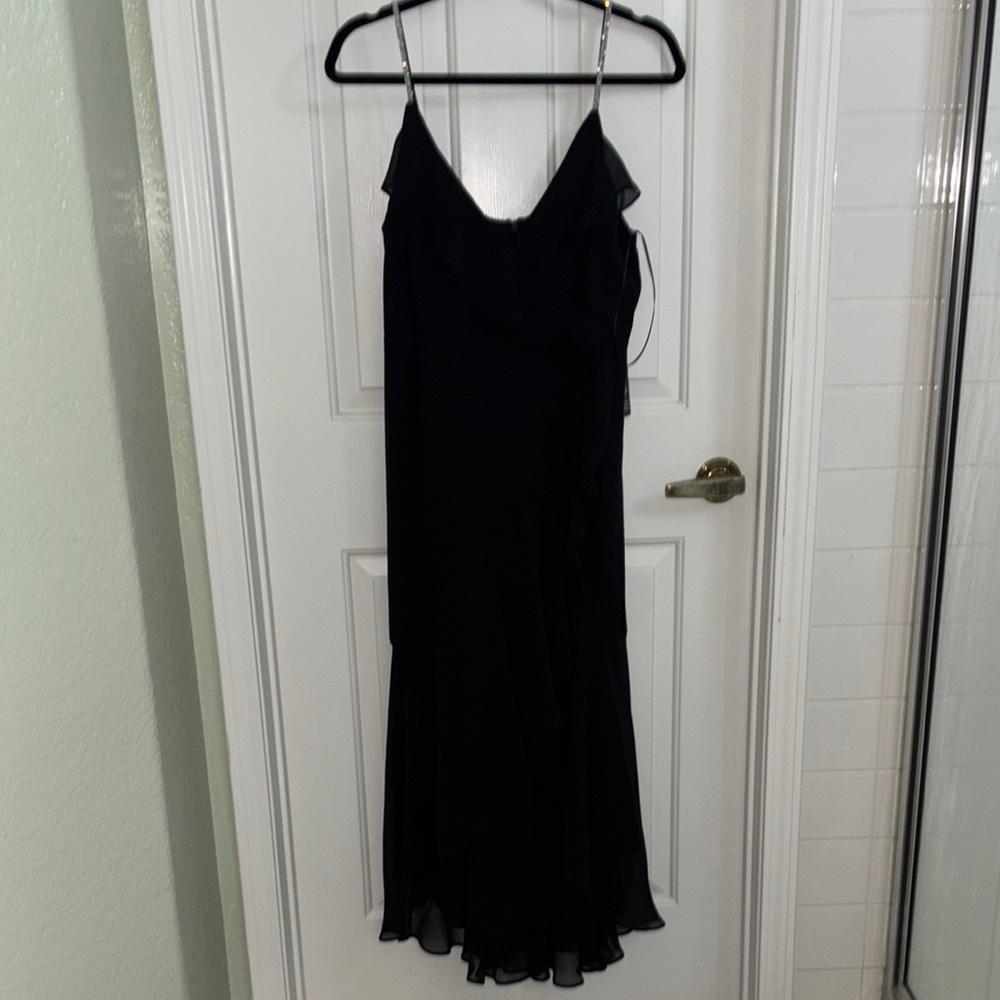 NWT Express Elegant Black Evening Gown Rhinestone Straps Medium - Picture 4 of 8